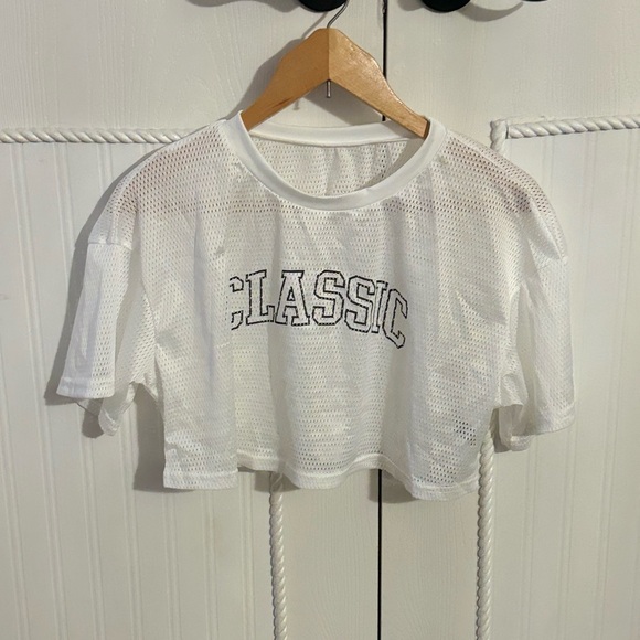 White Crop Top - Gym Workout - Picture 2 of 5